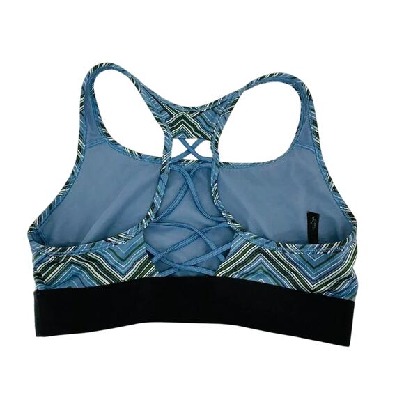 Victoria's Secret Sport Bra Strappy Blue Geometric Pattern Women Medium - Picture 2 of 6